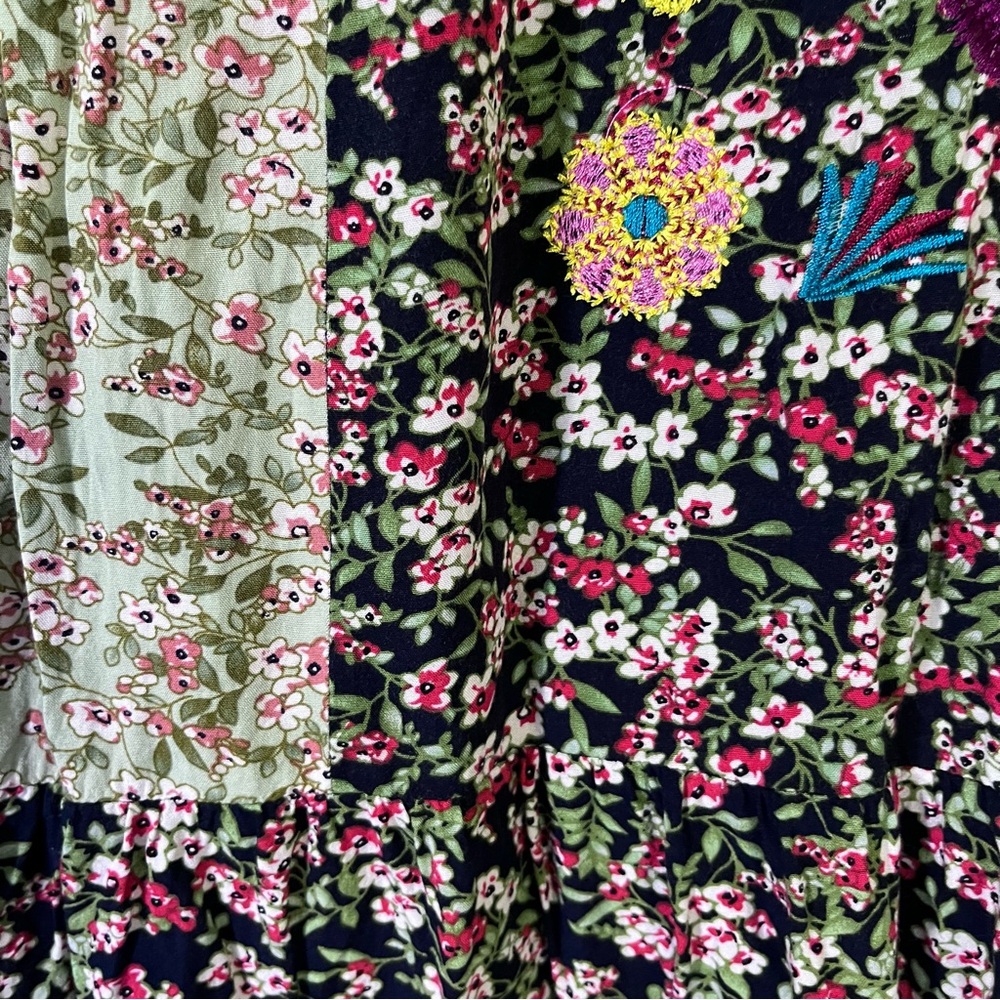 Boho Patchwork Embroidered Maxi Dress Tiered Wome… - image 7